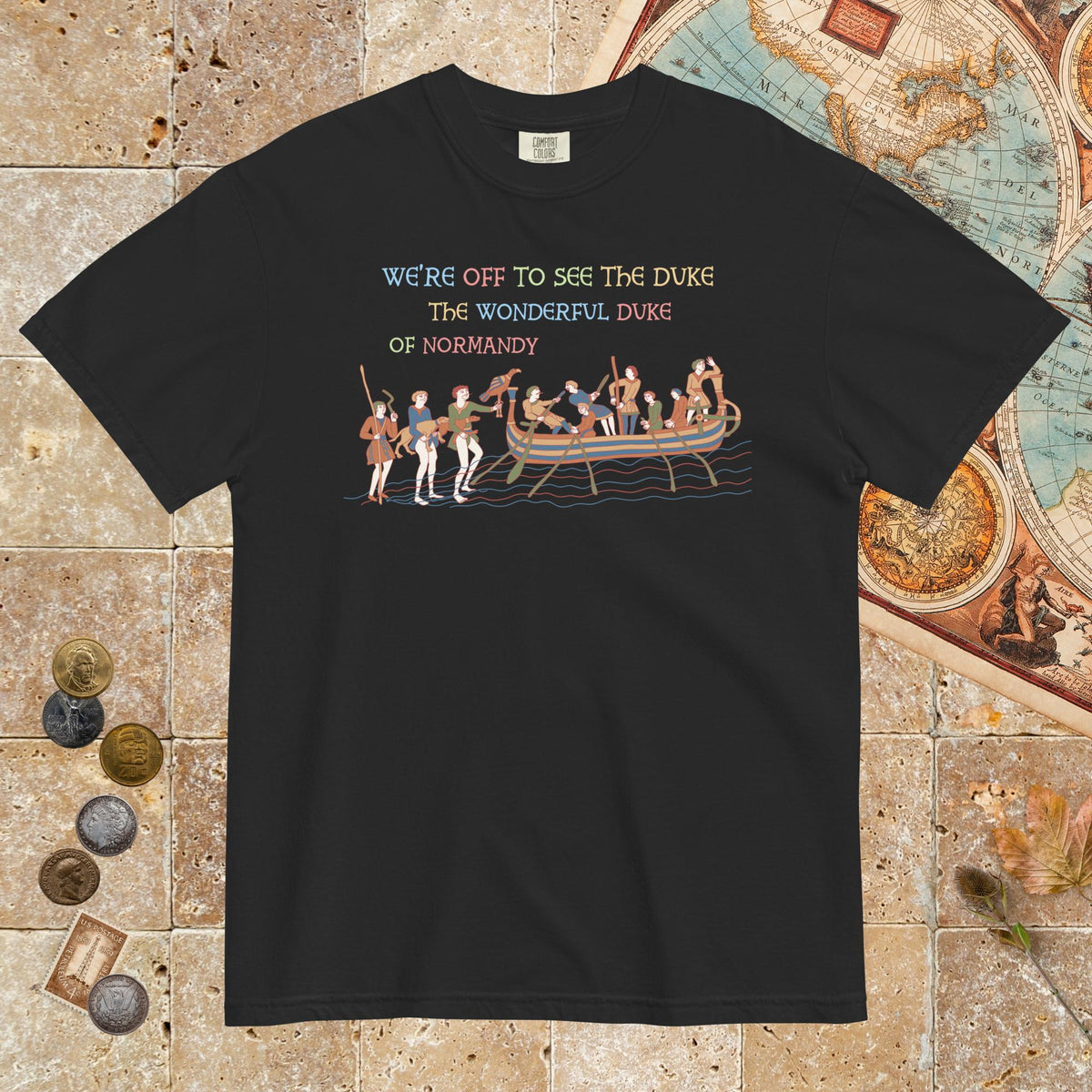 Black Bayeux Tapestry We're Off to See the Duke - Premium Tee - history buff gift by HistoHead