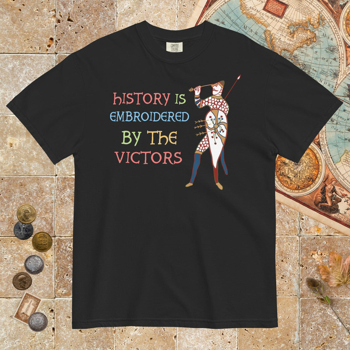 Black Harold Godwinson History Is Embroidered by the Victors Bayeux Tapestry - Premium Tee - history buff gift by HistoHead