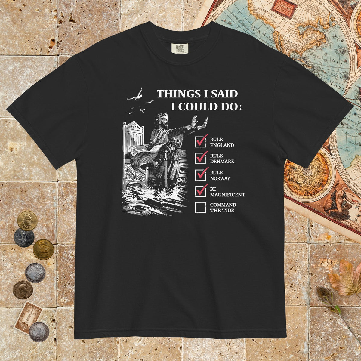 Black Cnut the Great Commanding the Tide - Premium Tee - history buff gift by HistoHead