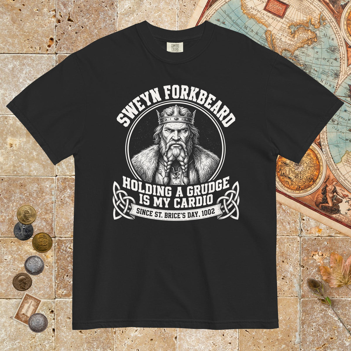 Black Sweyn Forkbeard Holding a Grudge Is My Cardio - Premium Tee - history buff gift by HistoHead