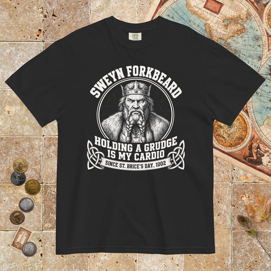 Black Sweyn Forkbeard Holding a Grudge Is My Cardio - Premium Tee - history buff gift by HistoHead