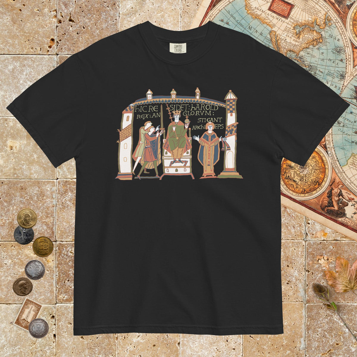 Black Here Sits Throned Harold King of the English Bayeux Tapestry - Premium Tee - history buff gift by HistoHead