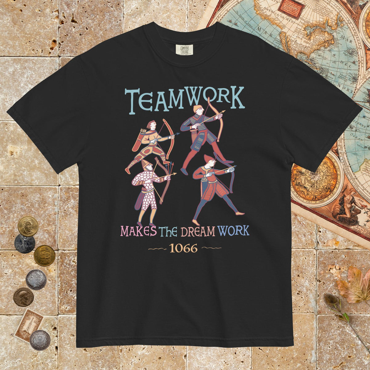 Black Bayeux Tapestry Teamwork Makes the Dream Work - Premium Tee - history buff gift by HistoHead