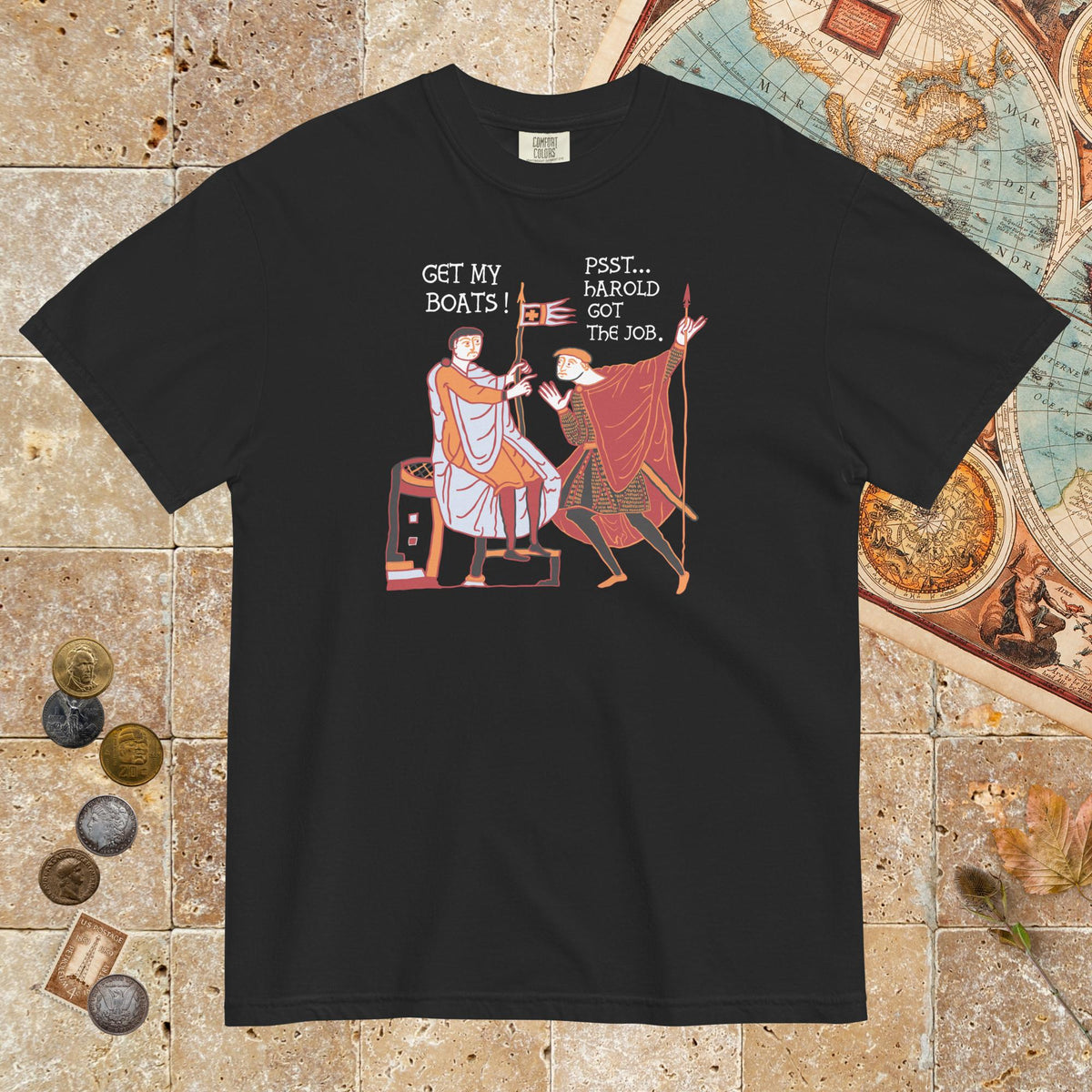 Black Bayeux Tapestry Harold Got the Job - Premium Tee - history buff gift by HistoHead