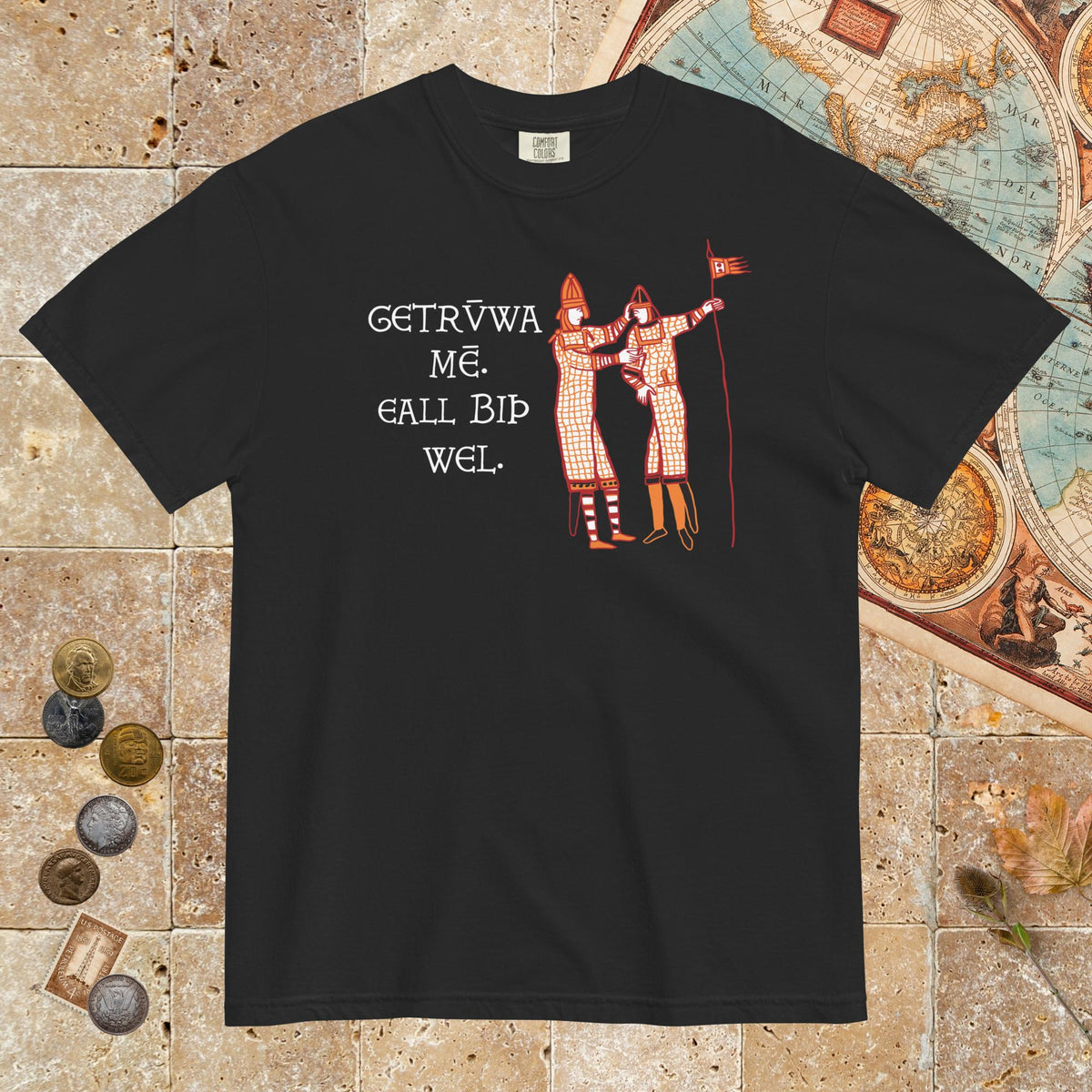 Black Bayeux Tapestry Trust Me Everything Will Be Fine Old English - Premium Tee - history buff gift by HistoHead