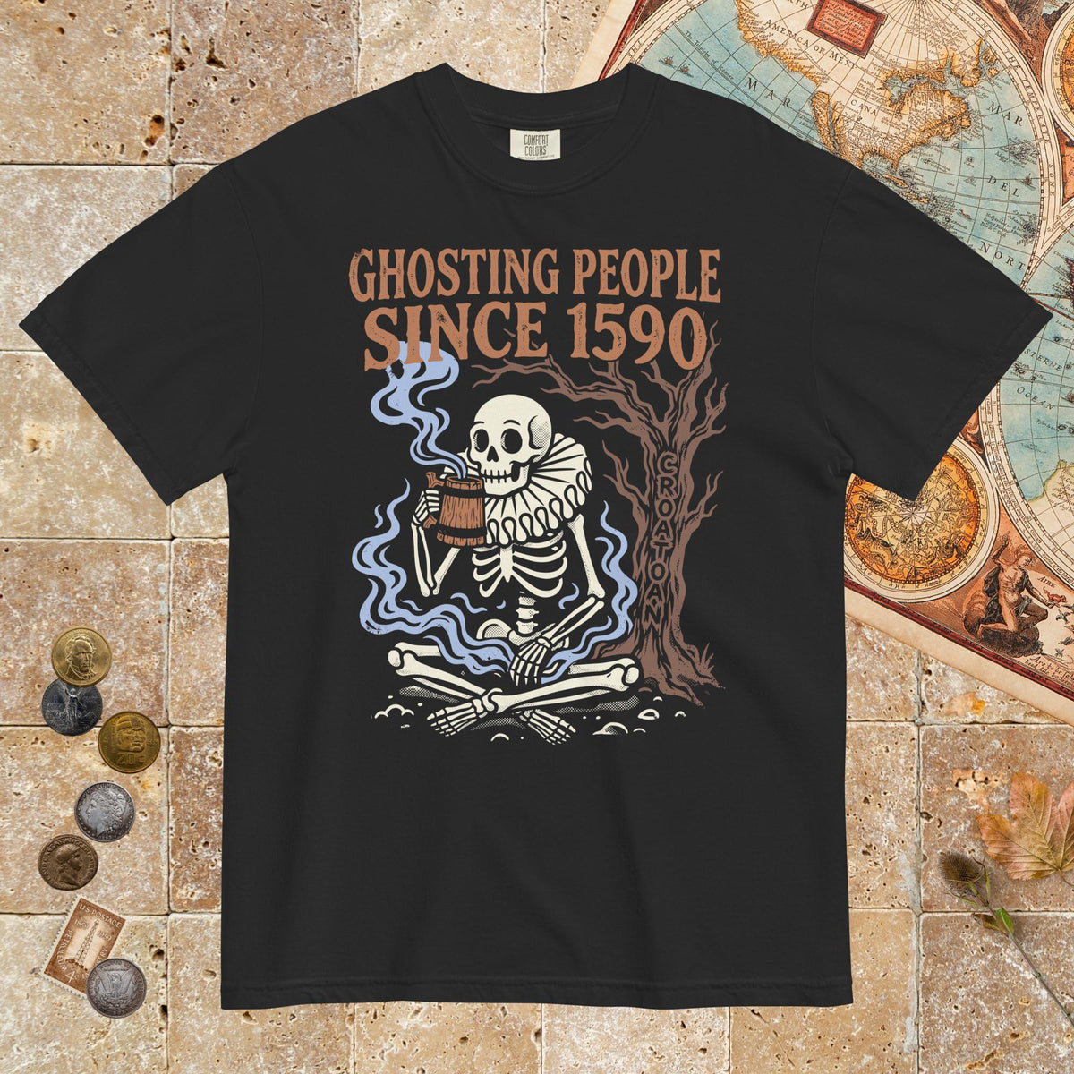 Black Roanoke Colony Ghosting Since 1590 - Premium Tee - history buff gift by HistoHead