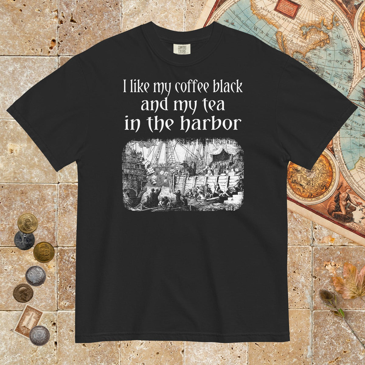 Black Coffee Black Tea in the Harbor - Premium Tee - history buff gift by HistoHead