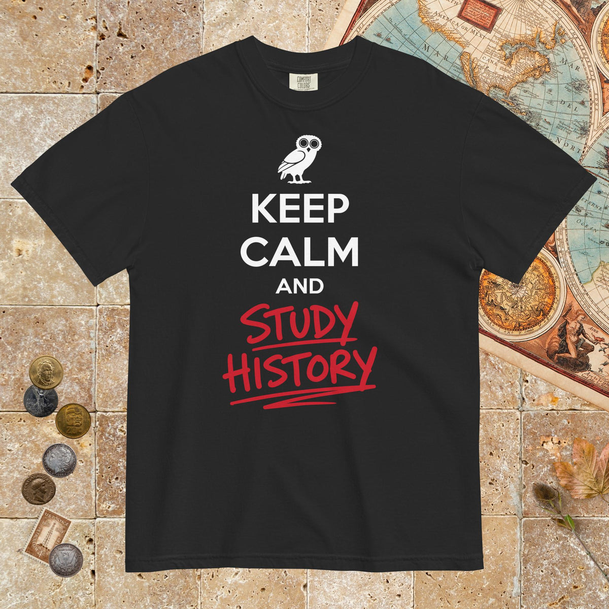 Black Keep Calm and Study History - Premium Tee - history buff gift by HistoHead