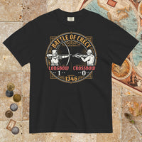 Black Battle of Crécy Longbow vs Crossbow - Premium Tee - history buff gift by HistoHead