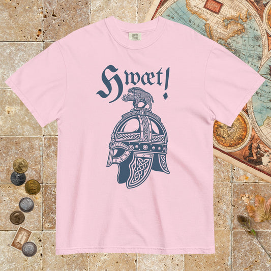 Blossom Hwæt Boar-Crested Helmet - Premium Tee - history buff gift by HistoHead