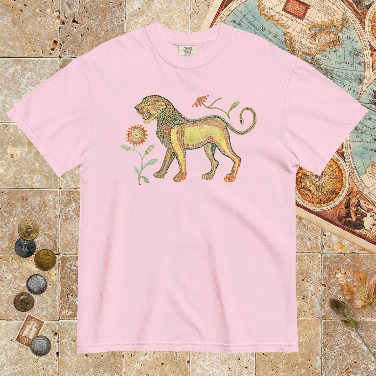 Blossom Ancient Roman Mosaic Lion - Premium Tee - history buff gift by HistoHead