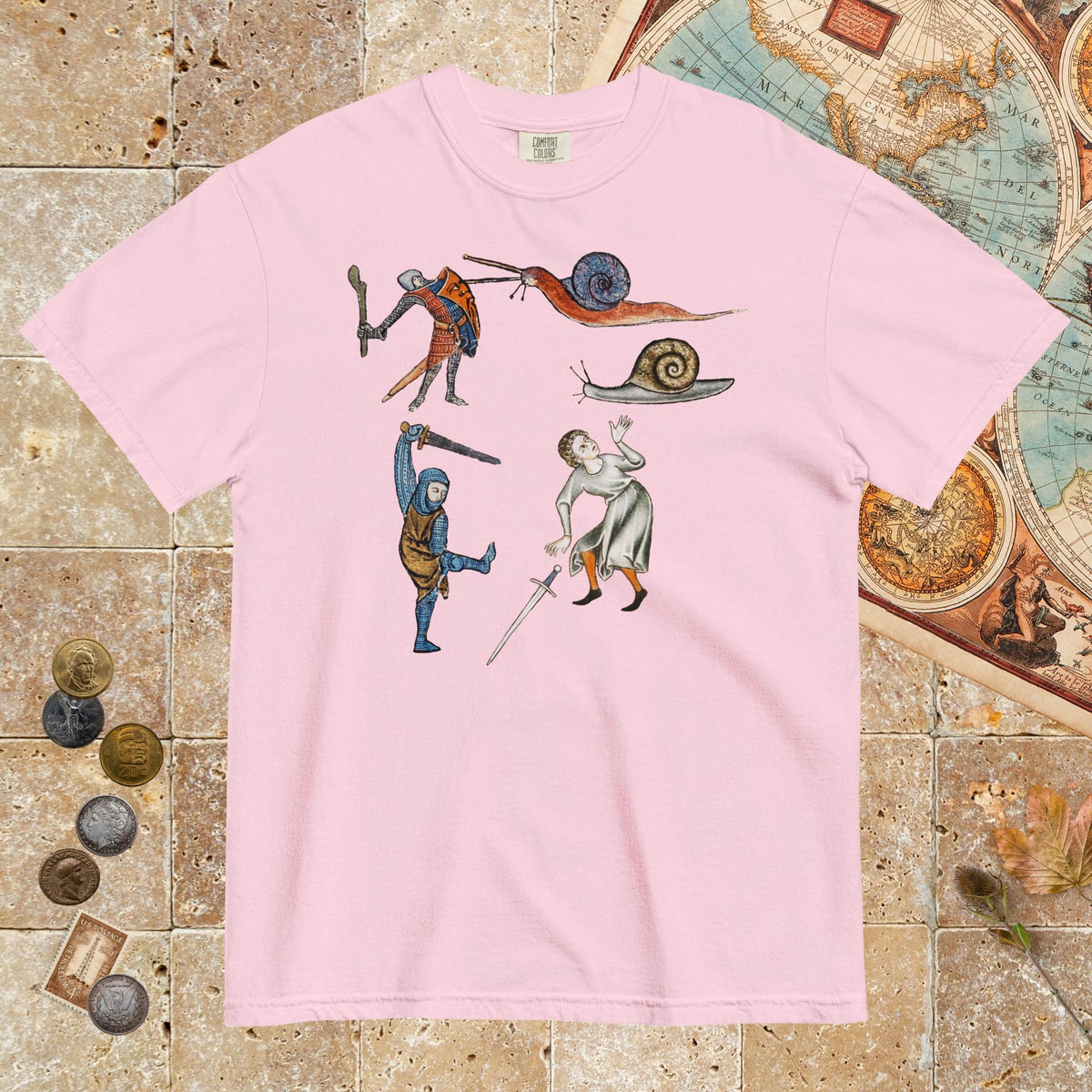 Blossom Medieval Marginalia Snail Enemy - Premium Tee - history buff gift by HistoHead