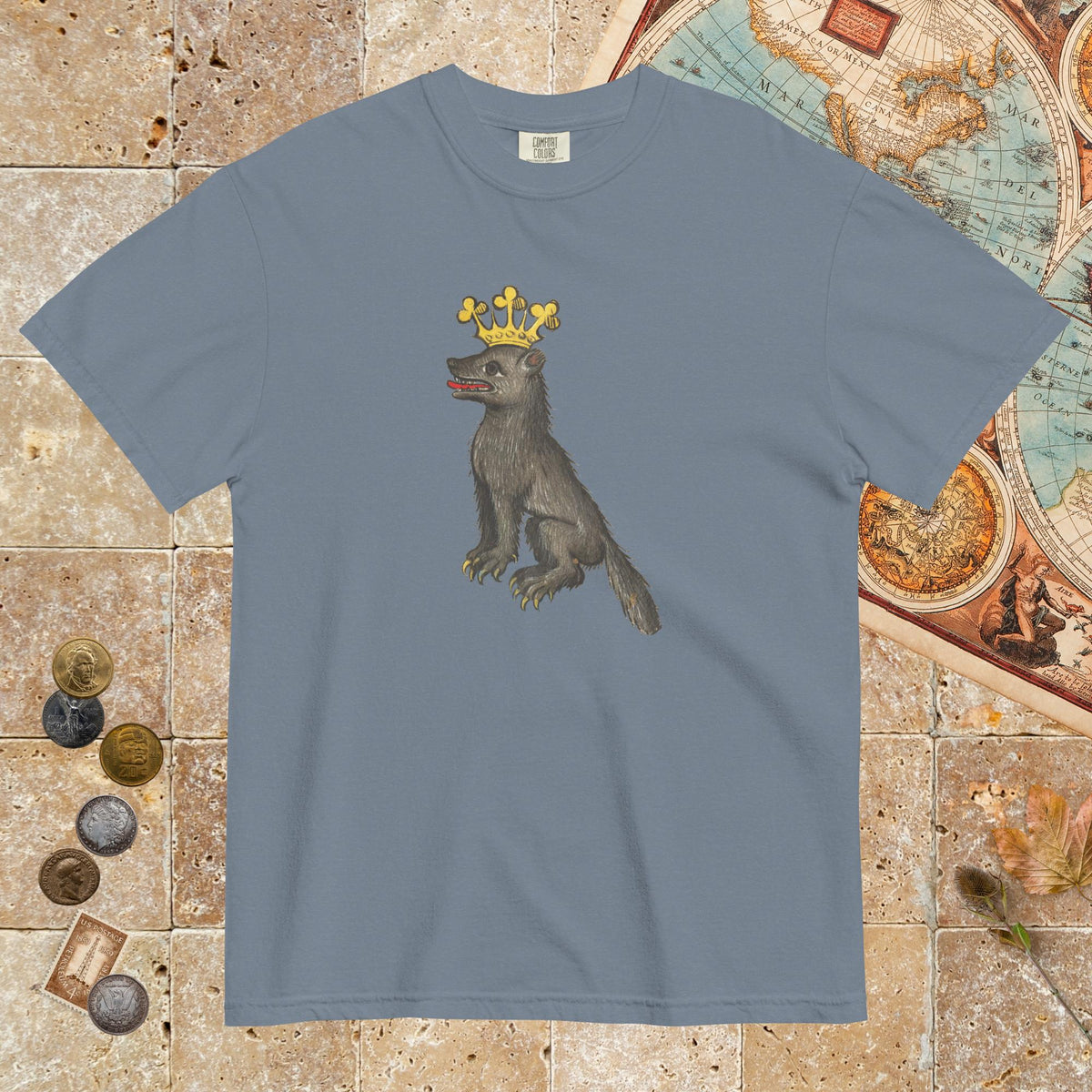 Blue Jean Medieval Wolf King - Premium Tee - history buff gift by HistoHead