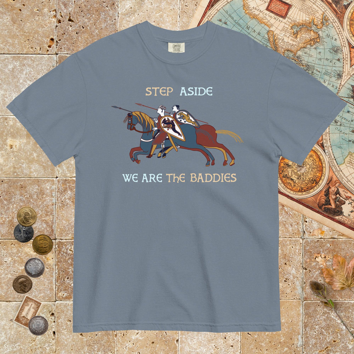Blue Jean Bayeux Tapestry Step Aside We Are the Baddies - Premium Tee - history buff gift by HistoHead