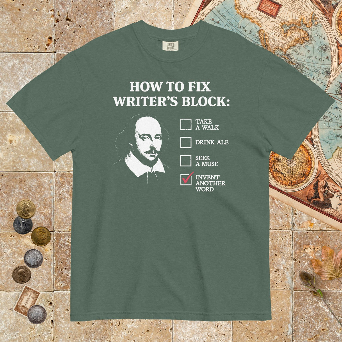 Blue Spruce Shakespeare How to Fix Writer's Block - Premium Tee - history buff gift by HistoHead