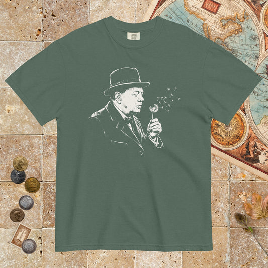 Blue Spruce Winston Churchill Blowing Wishes - Premium Tee - history buff gift by HistoHead