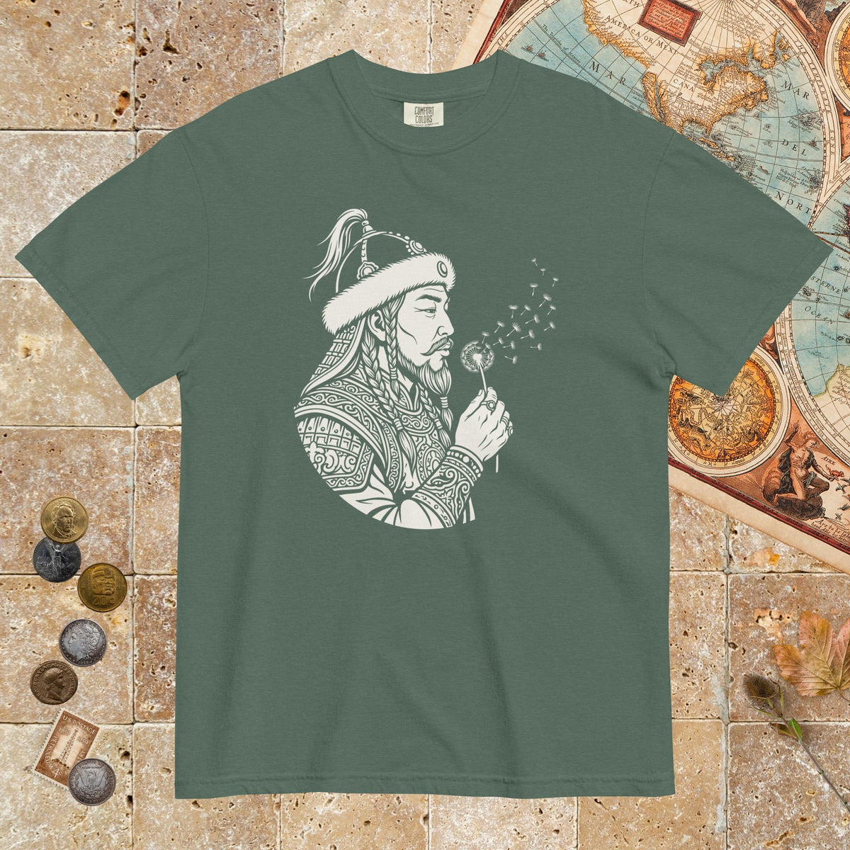 Blue Spruce Genghis Khan Blowing Wishes - Premium Tee - history buff gift by HistoHead