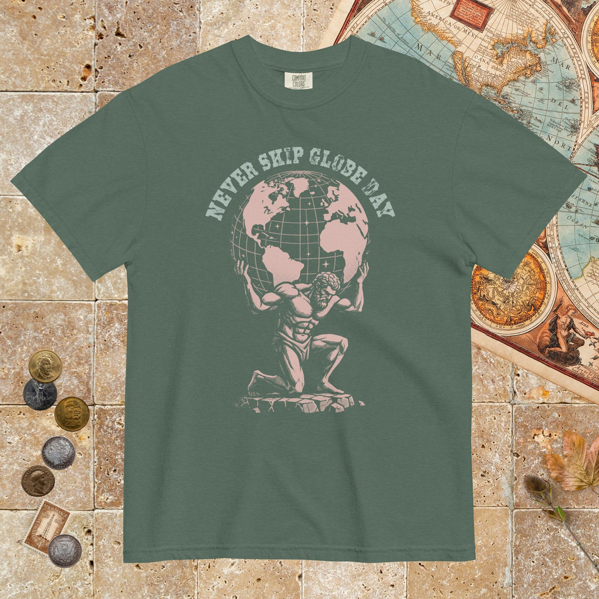 Blue Spruce Atlas Never Skip Globe Day - Premium Tee - history buff gift by HistoHead