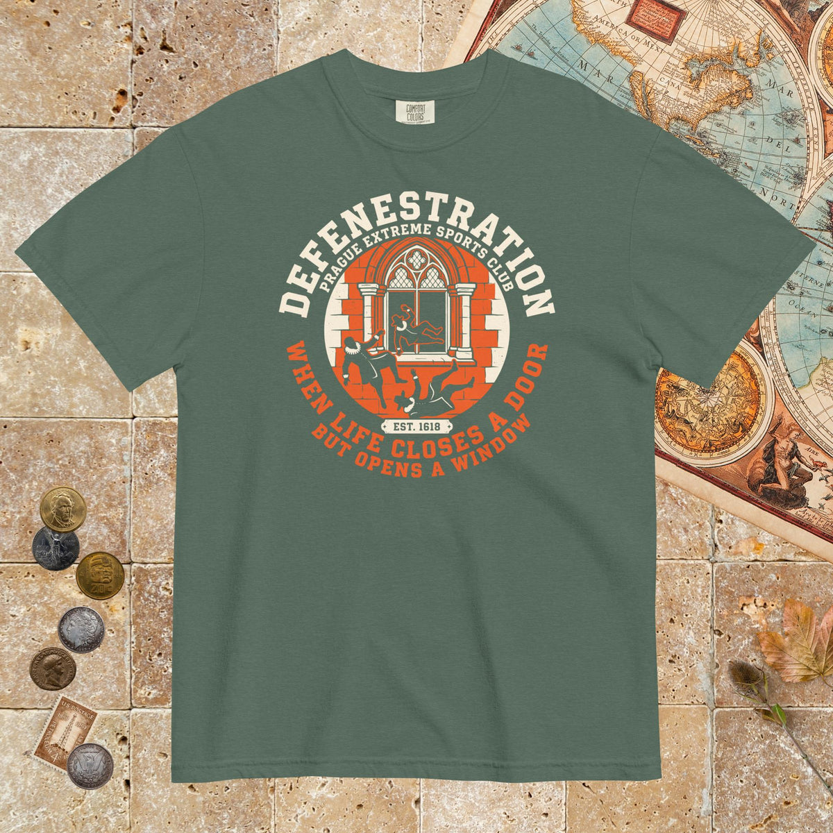 Blue Spruce Defenestration Prague Extreme Sports Club - Premium Tee - history buff gift by HistoHead