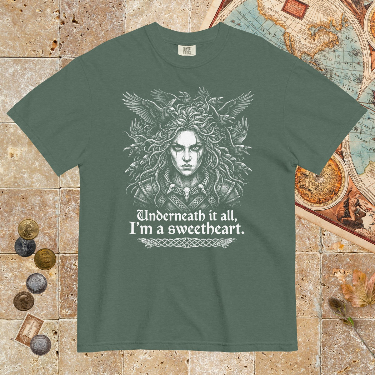 Blue Spruce The Morrigan Underneath I'm a Sweetheart - Premium Tee - history buff gift by HistoHead