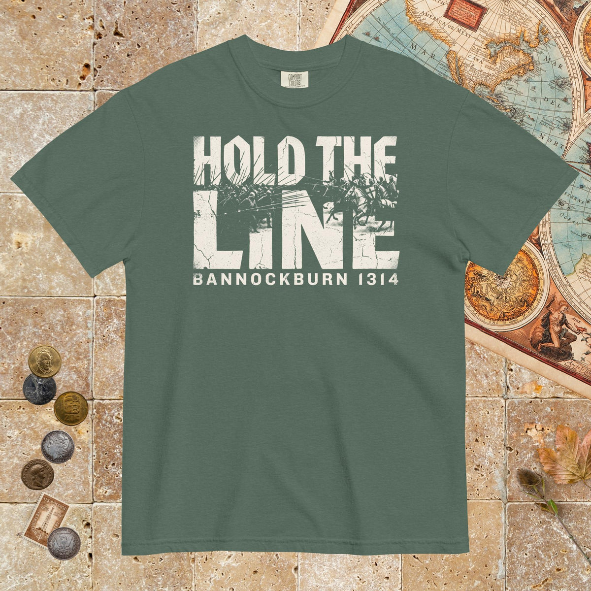 Blue Spruce Hold The Line Bannockburn 1314 - Premium Tee - history buff gift by HistoHead