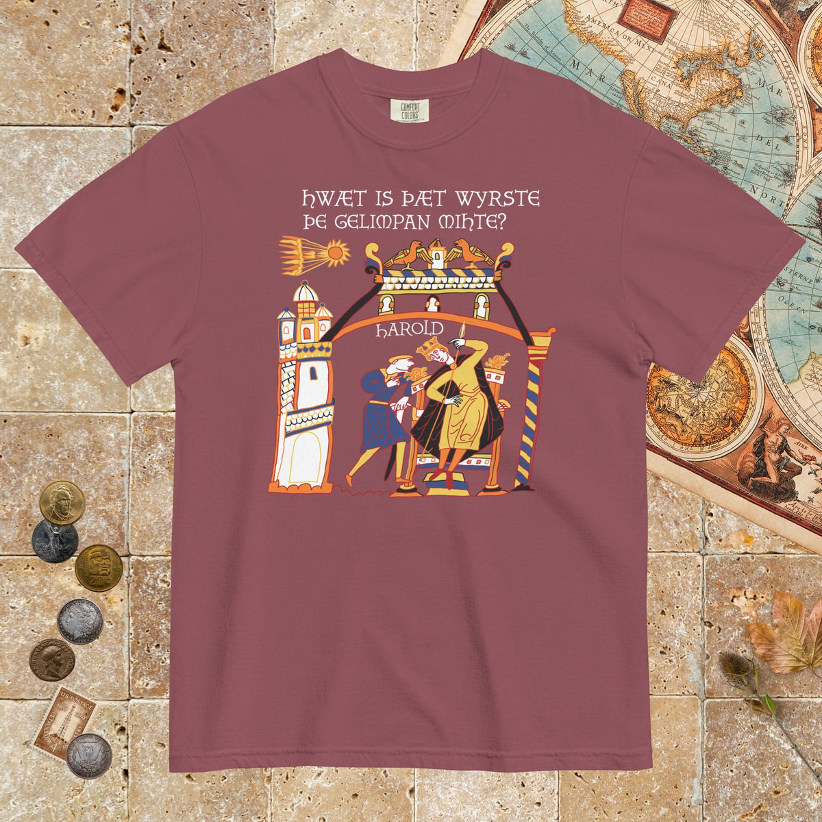 Brick Bayeux Tapestry What's the Worst That Could Happen in Old English - Premium Tee - history buff gift by HistoHead
