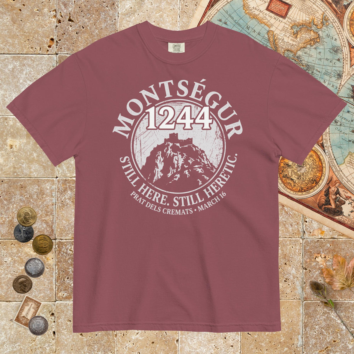 Brick Montségur 1244 Still Here Still Heretic - Premium Tee - history buff gift by HistoHead