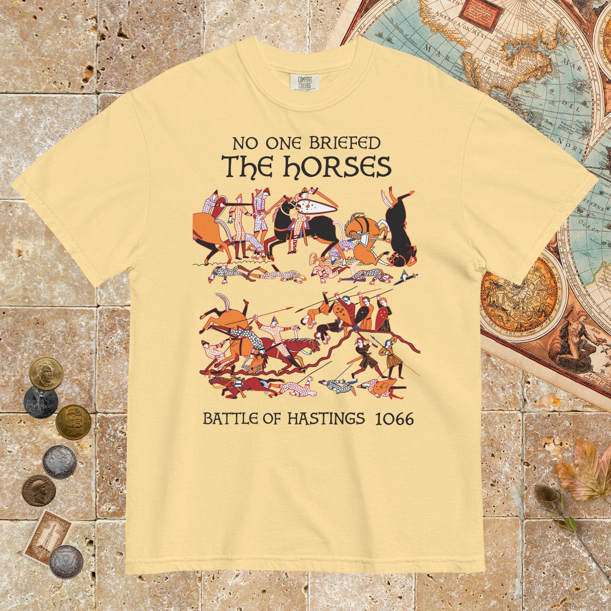 Butter Bayeux Tapestry No One Briefed the Horses - Premium Tee - history buff gift by HistoHead