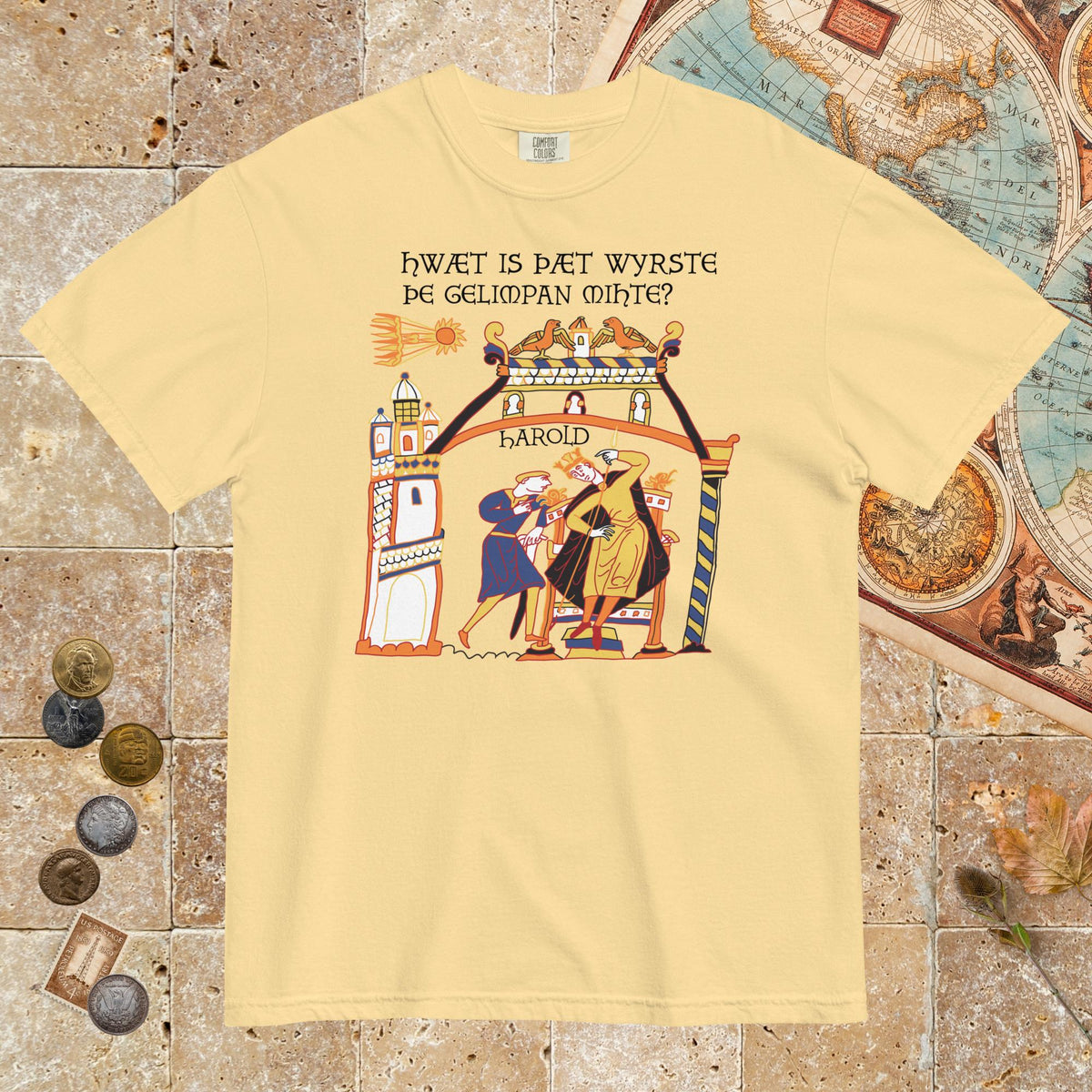 Butter Bayeux Tapestry What's the Worst That Could Happen in Old English - Premium Tee - history buff gift by HistoHead