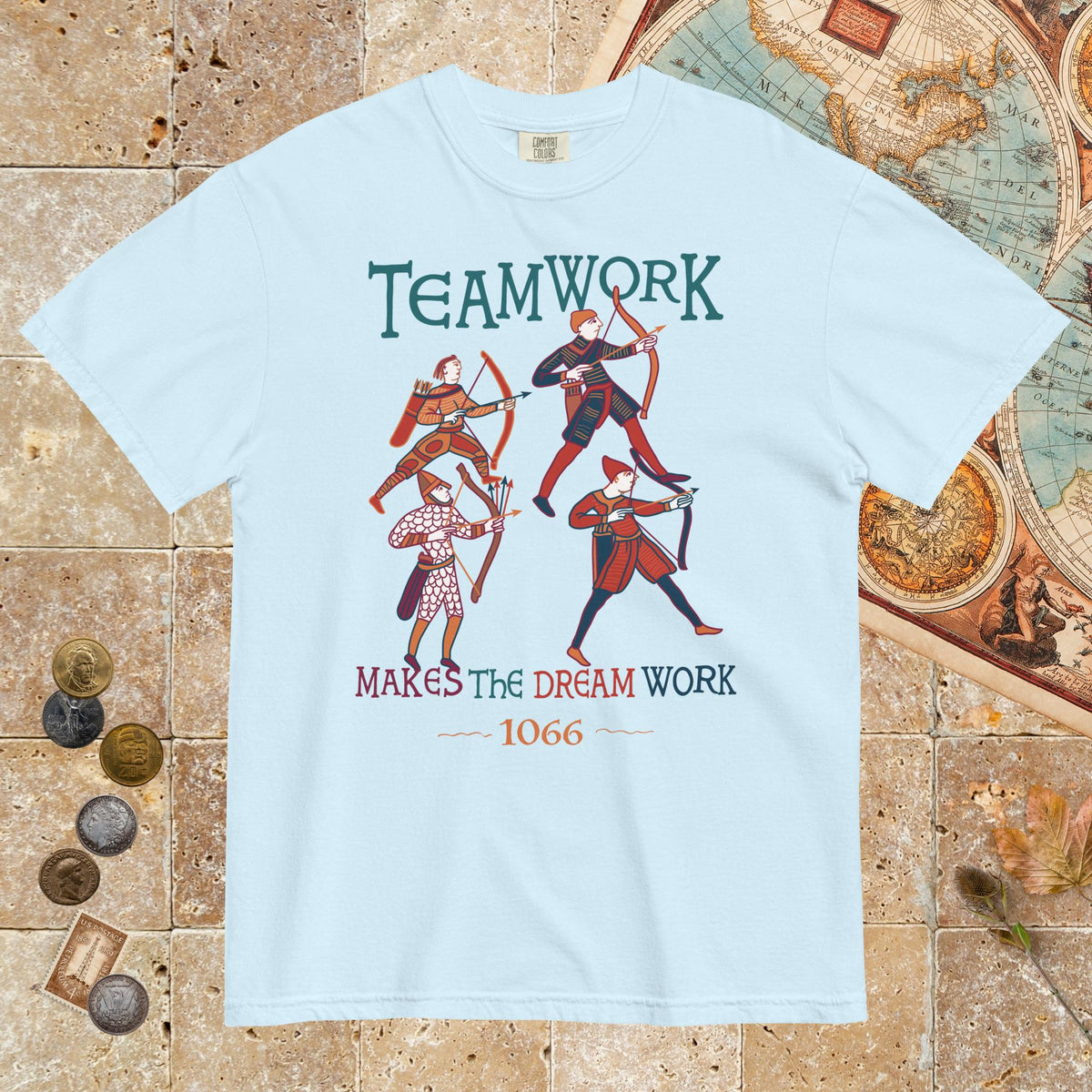 Chambray Bayeux Tapestry Teamwork Makes the Dream Work - Premium Tee - history buff gift by HistoHead