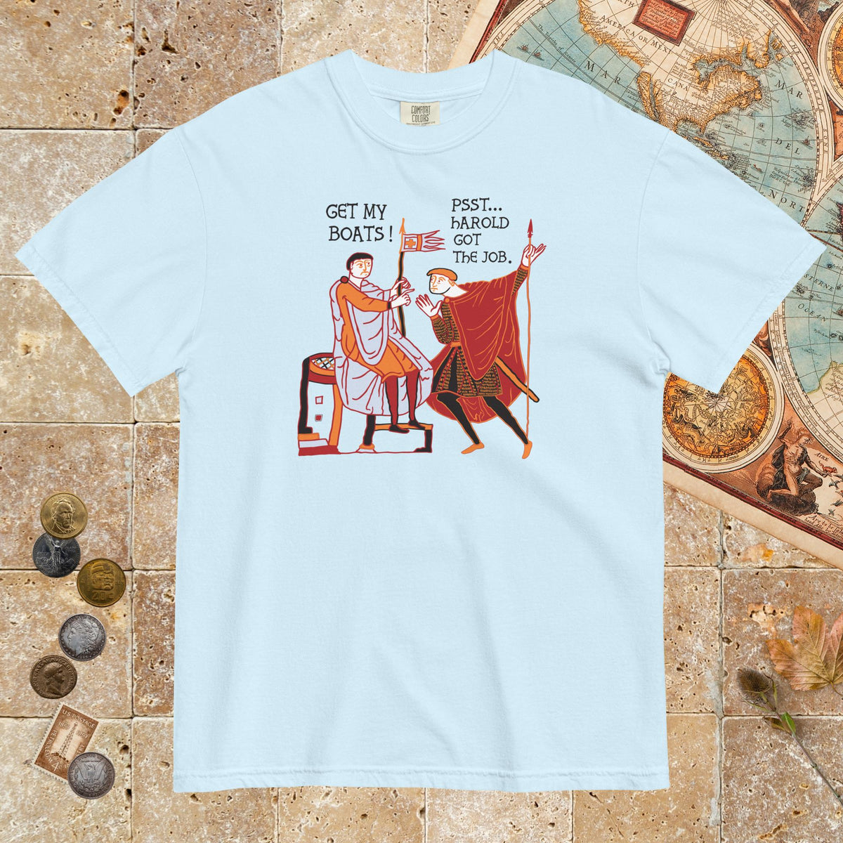 Chambray Bayeux Tapestry Harold Got the Job - Premium Tee - history buff gift by HistoHead