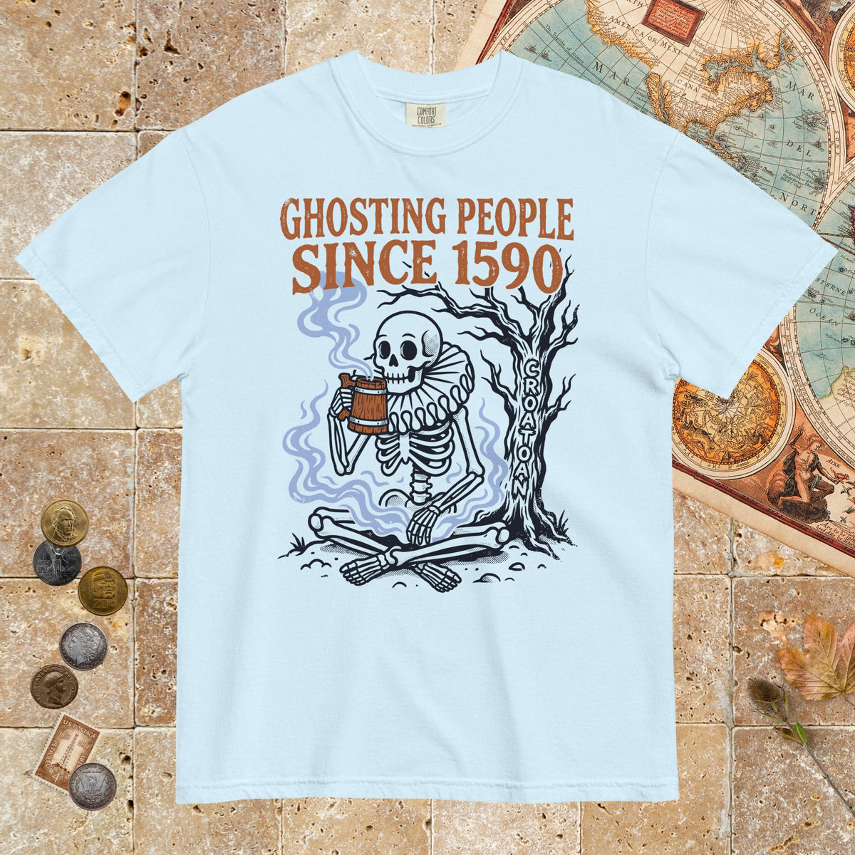 Chambray Roanoke Colony Ghosting Since 1590 - Premium Tee - history buff gift by HistoHead