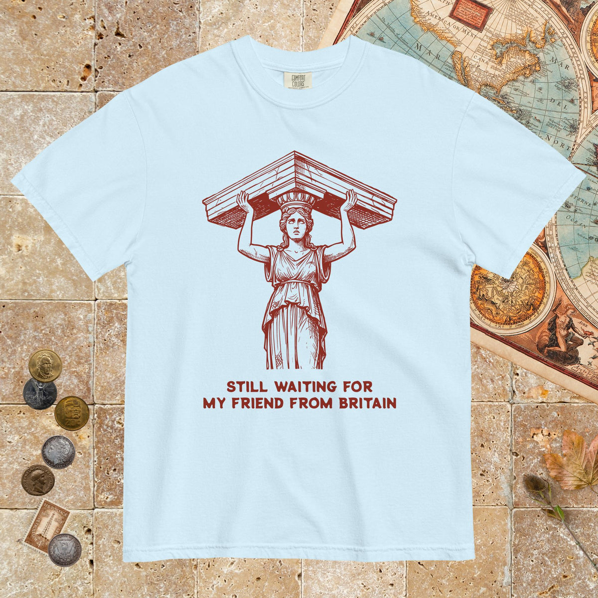 Chambray Caryatid Waiting for Her Friend - Premium Tee - history buff gift by HistoHead