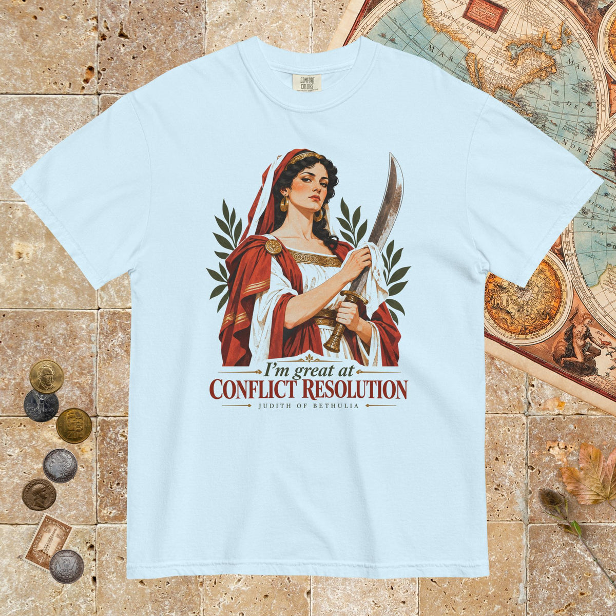 Chambray Judith of Bethulia I'm Great at Conflict Resolution - Premium Tee - history buff gift by HistoHead