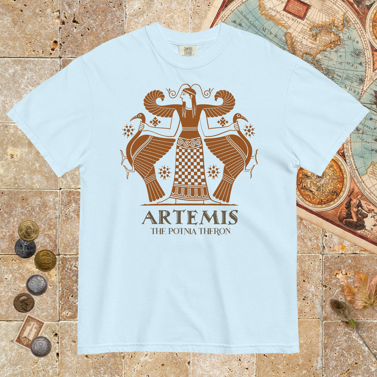 Chambray Artemis the Potnia Theron Pottery Art - Premium Tee - history buff gift by HistoHead