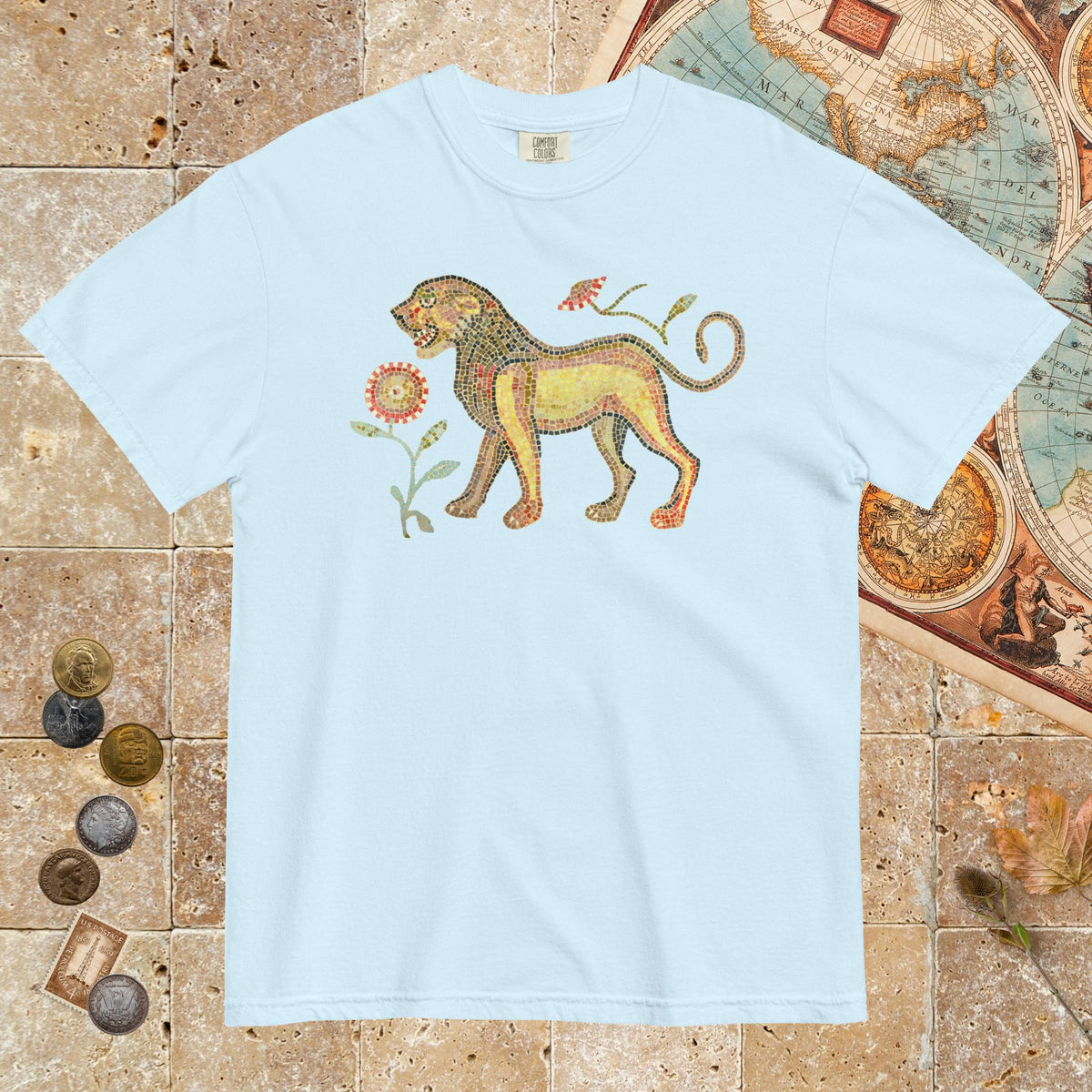 Chambray Ancient Roman Mosaic Lion - Premium Tee - history buff gift by HistoHead