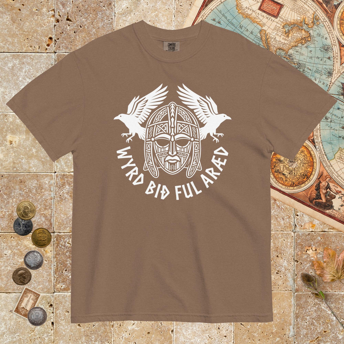 Espresso Wyrd Bið Ful Aræd Sutton Hoo Helmet Edition - Premium Tee - history buff gift by HistoHead