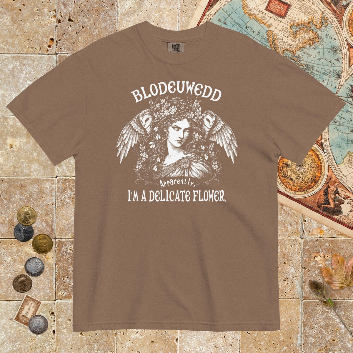 Espresso Blodeuwedd Apparently I'm A Delicate Flower - Premium Tee - history buff gift by HistoHead