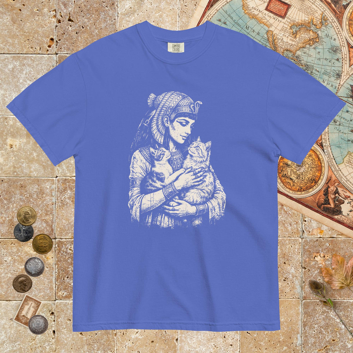 Flo Blue Cleopatra's Cats - Premium Tee - history buff gift by HistoHead