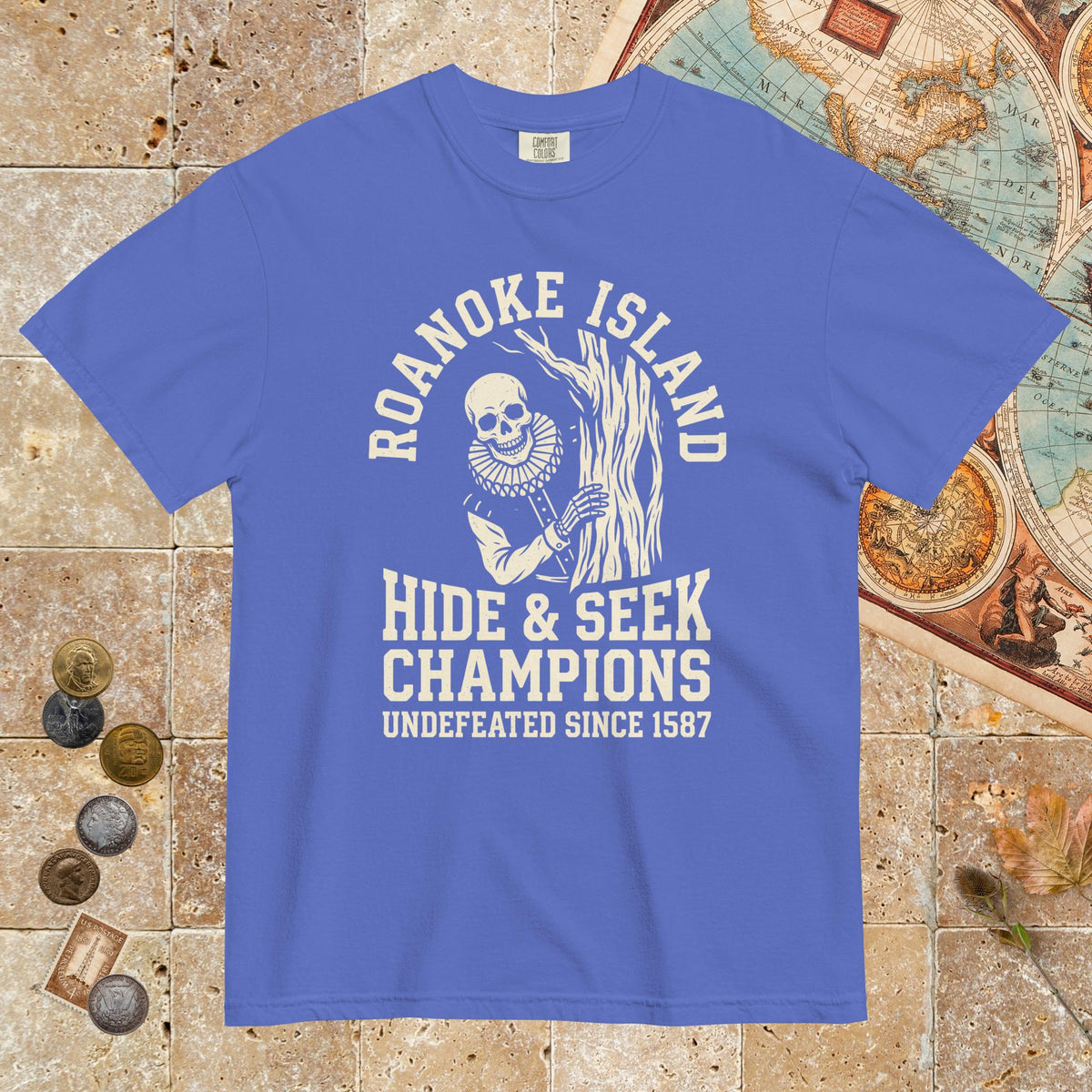 Flo Blue Roanoke Island Hide & Seek - Premium Tee - history buff gift by HistoHead
