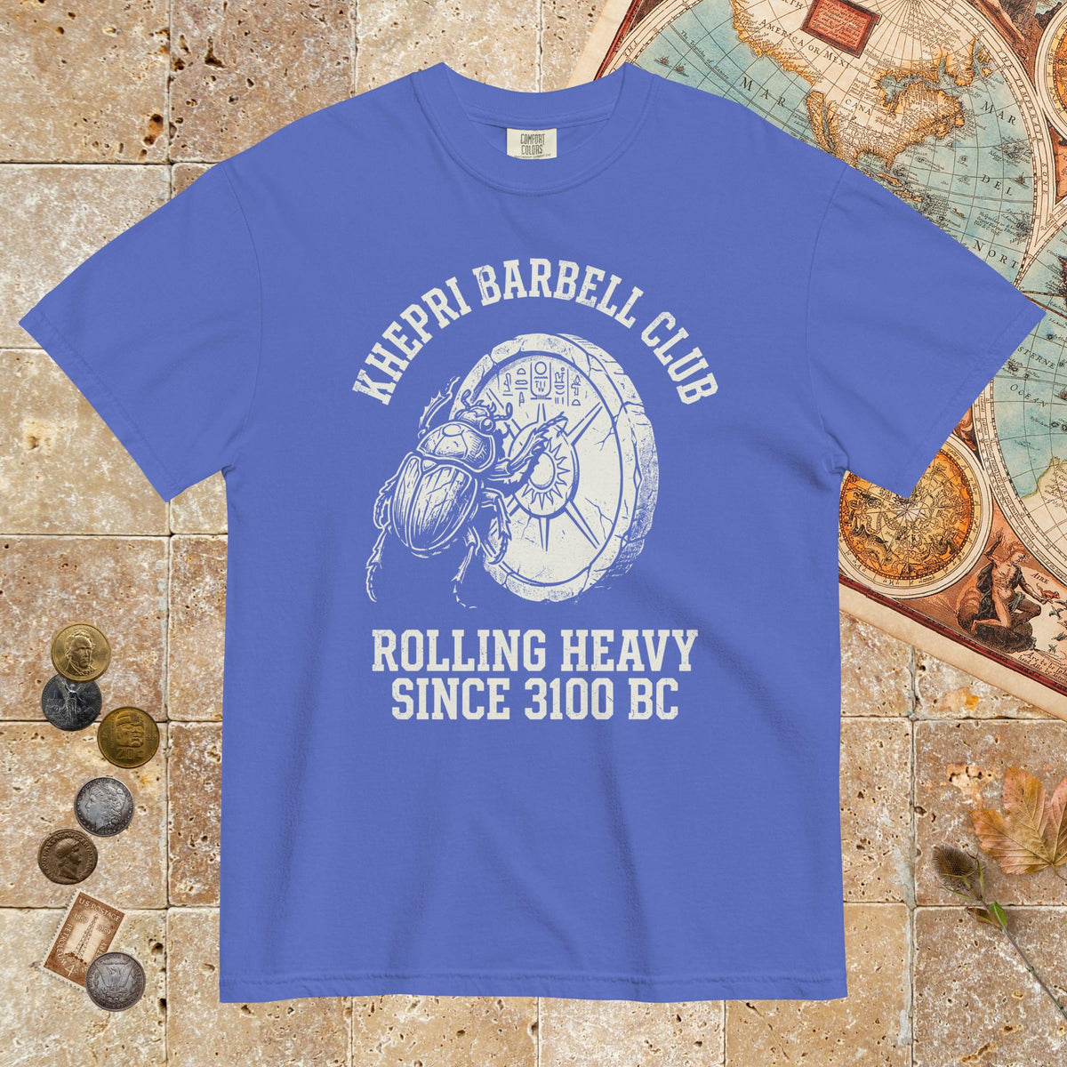 Flo Blue Khepri Barbell Club - Premium Tee - history buff gift by HistoHead