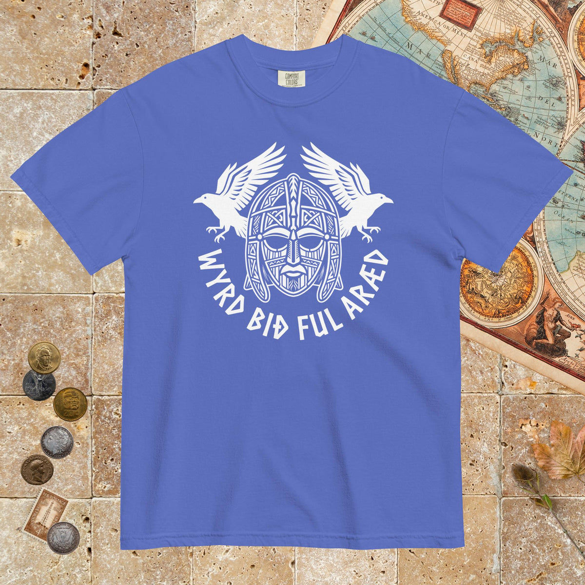 Flo Blue Wyrd Bið Ful Aræd Sutton Hoo Helmet Edition - Premium Tee - history buff gift by HistoHead