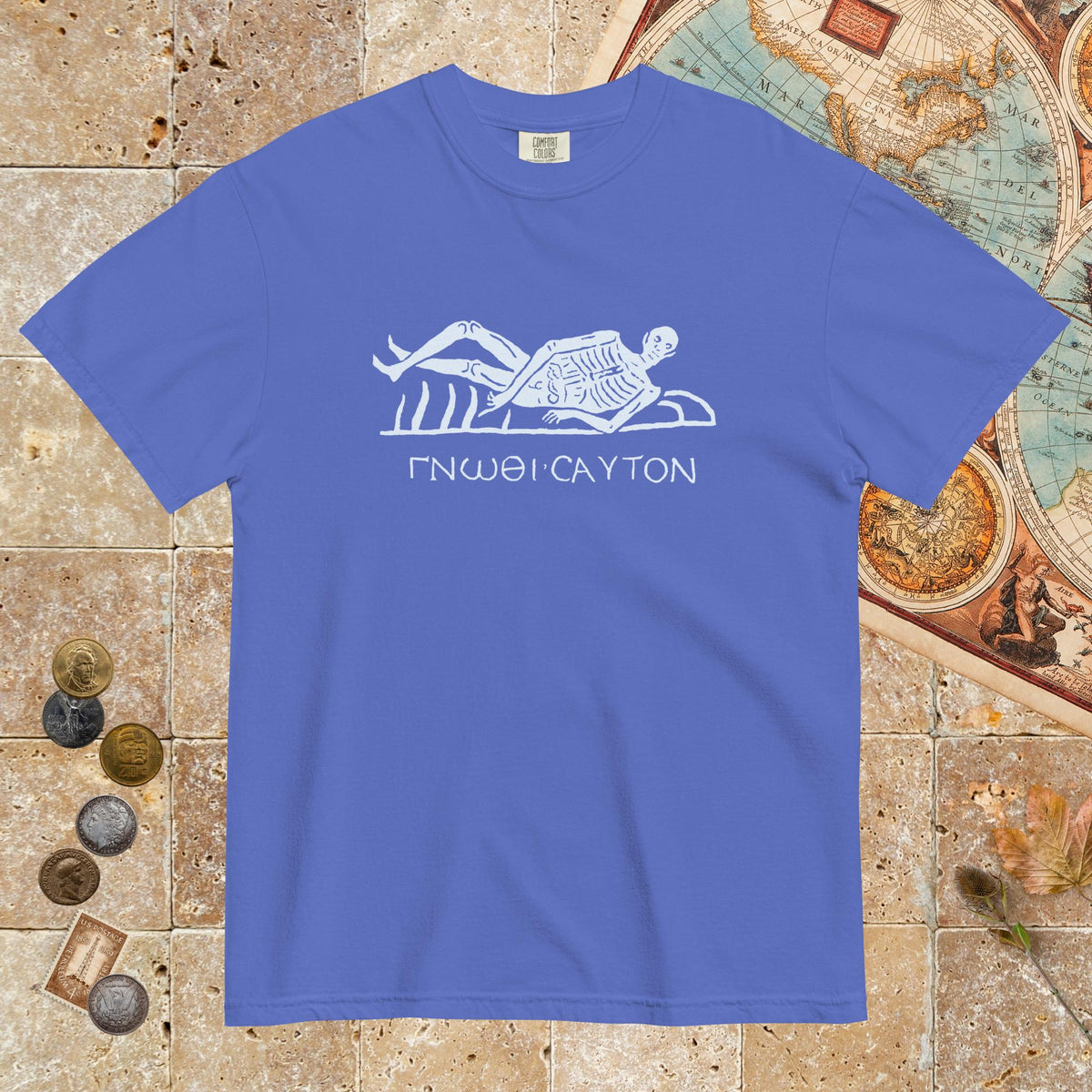 Flo Blue Know Thyself Skeleton - Premium Tee - history buff gift by HistoHead
