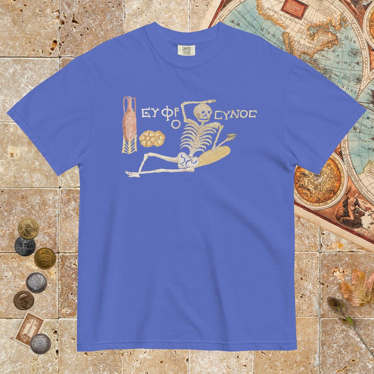 Flo Blue Skeleton Mosaic - Premium Tee - history buff gift by HistoHead
