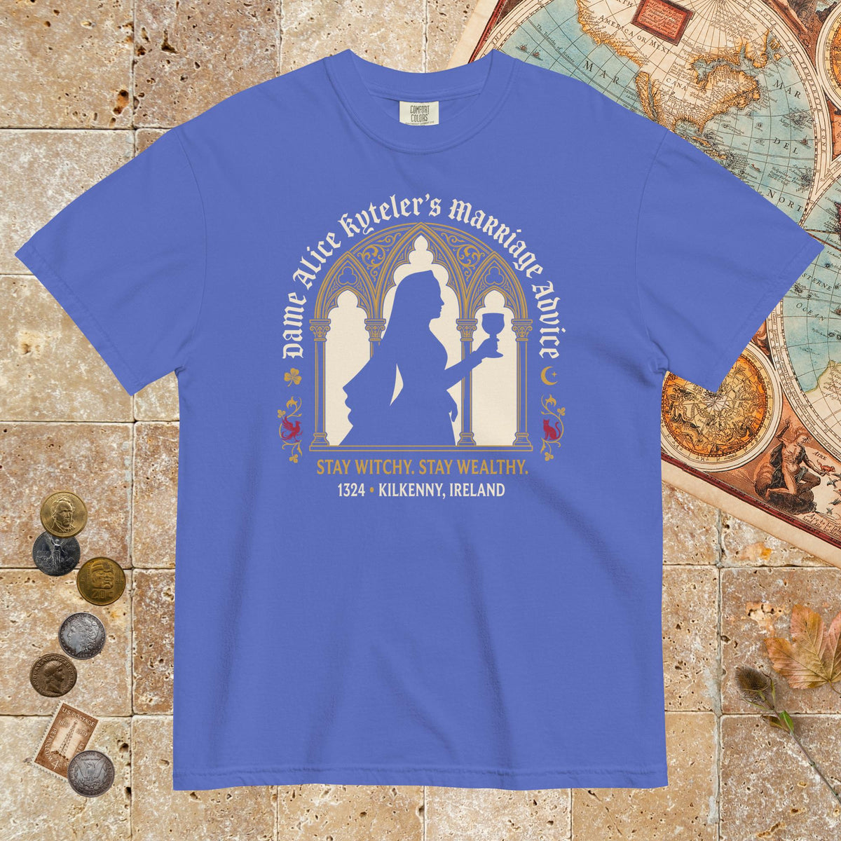 Flo Blue Alice Kyteler's Marriage Advice - Premium Tee - history buff gift by HistoHead