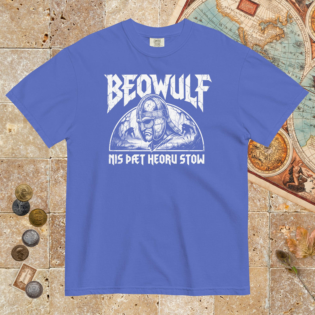 Flo Blue Beowulf That Is No Pleasant Place Old English - Premium Tee - history buff gift by HistoHead