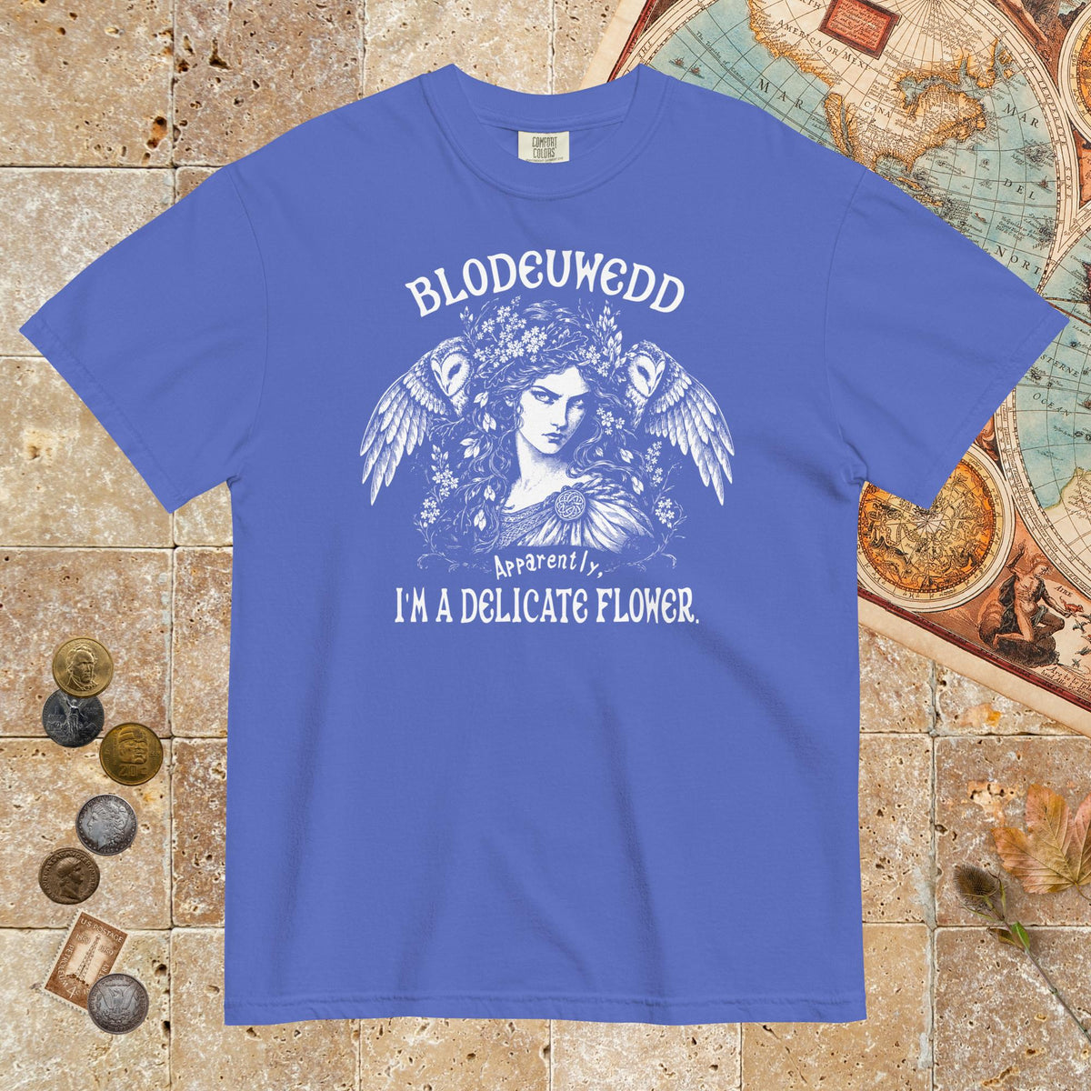 Flo Blue Blodeuwedd Apparently I'm A Delicate Flower - Premium Tee - history buff gift by HistoHead