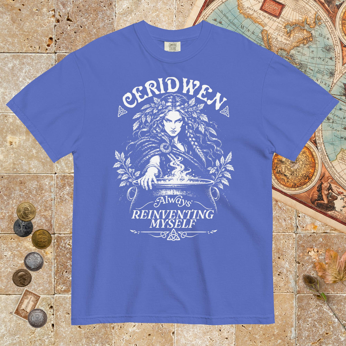 Flo Blue Ceridwen Always Reinventing Myself - Premium Tee - history buff gift by HistoHead