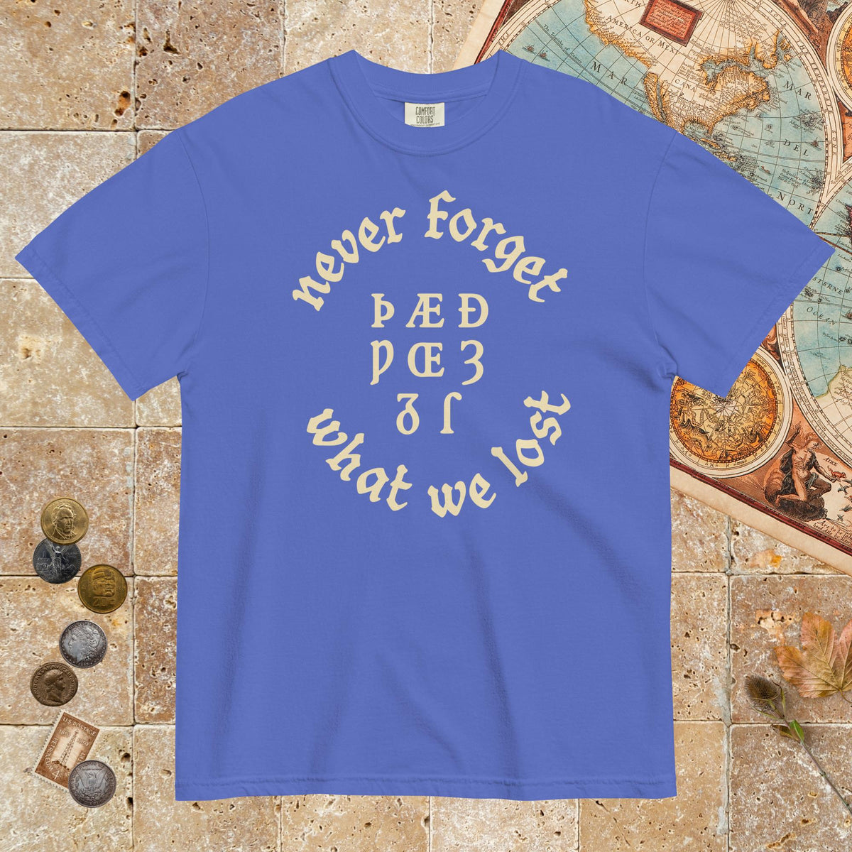 Flo Blue Never Forget Lost Letters - Premium Tee - history buff gift by HistoHead