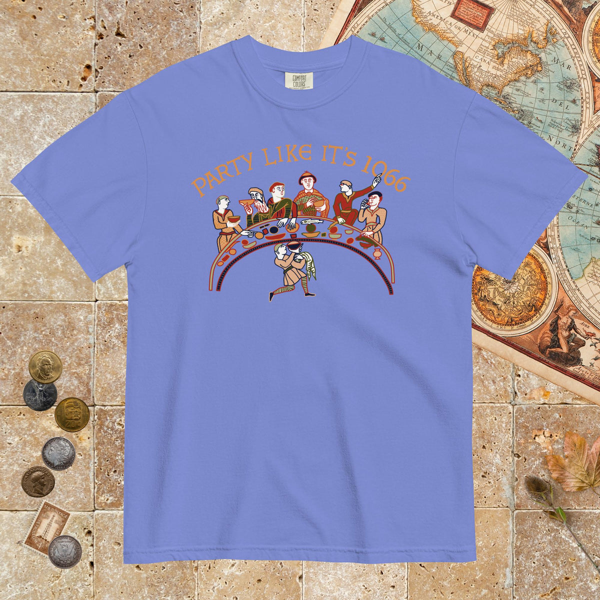Flo Blue Bayeux Tapestry Party Like It's 1066 - Premium Tee - history buff gift by HistoHead